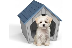 VIXZEN Dog House Outdoor Indoor Waterproof, Resin Small House with Weatherproof Design for Outdoor Dog Bed Use – Ideal for Small to Medium Pets