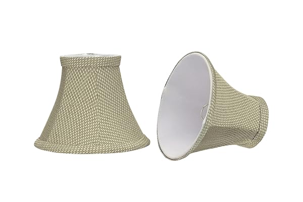 ASPEN CREATIVE 30061-2A, BELL CLIP-ON CHANDELIER LAMP SHADE, LIGHT BEIGE, 3″ TOP X 6″ BOTTOM X 5″ SLANT HEIGHT, SET OF 2