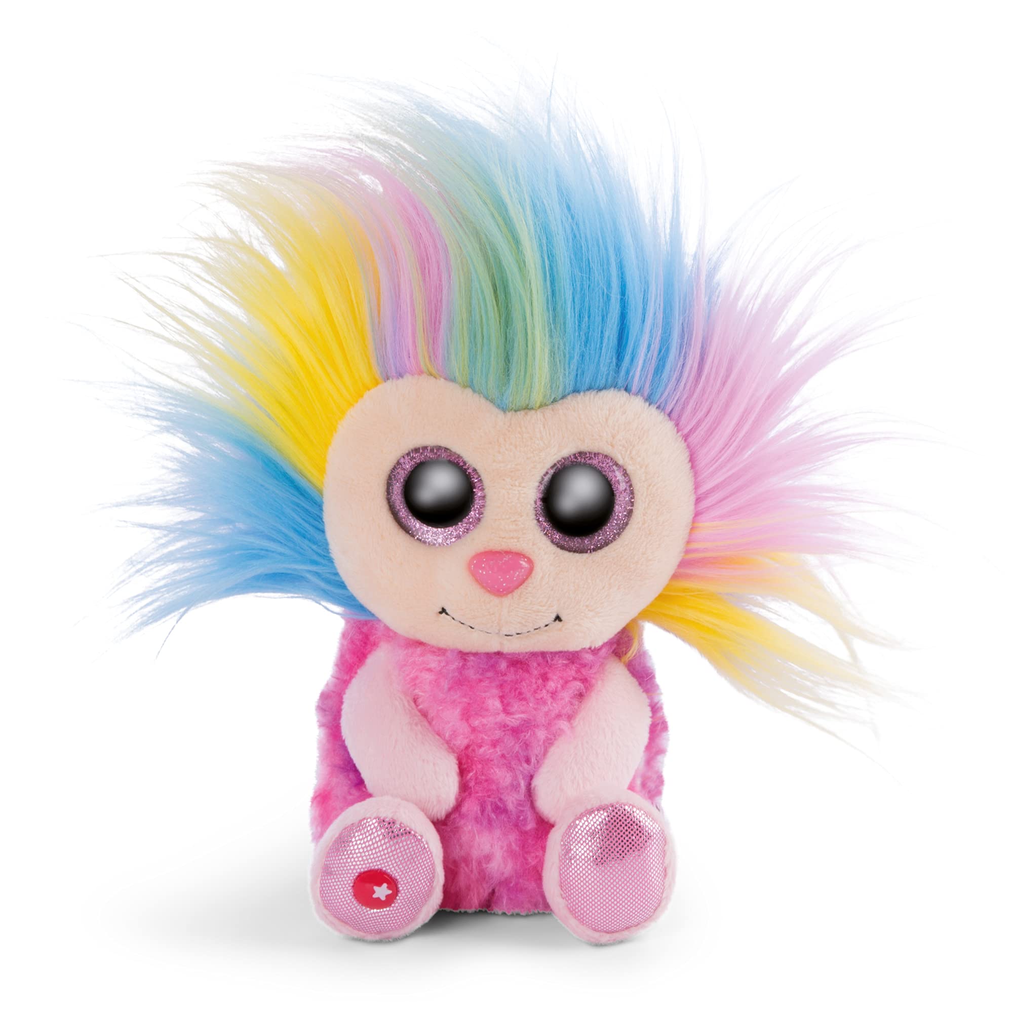 NICI Glubschis: The Original Cuddly Rag Doll Fee Azizi 15 cm – Plush dolls with big glittery eyes and crazy hairstyles, Fluffy soft toy fairy for cuddling & playing