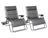 Timber Ridge Oversized Zero Gravity Chair, 33In Wide XXL Zero Gravity Reclining Chair with Side Table, Full Padded Lounge Chair for Outdoor Camping Patio Lawn, Heavy Duty Supports 500lbs, Grey-2 Pack