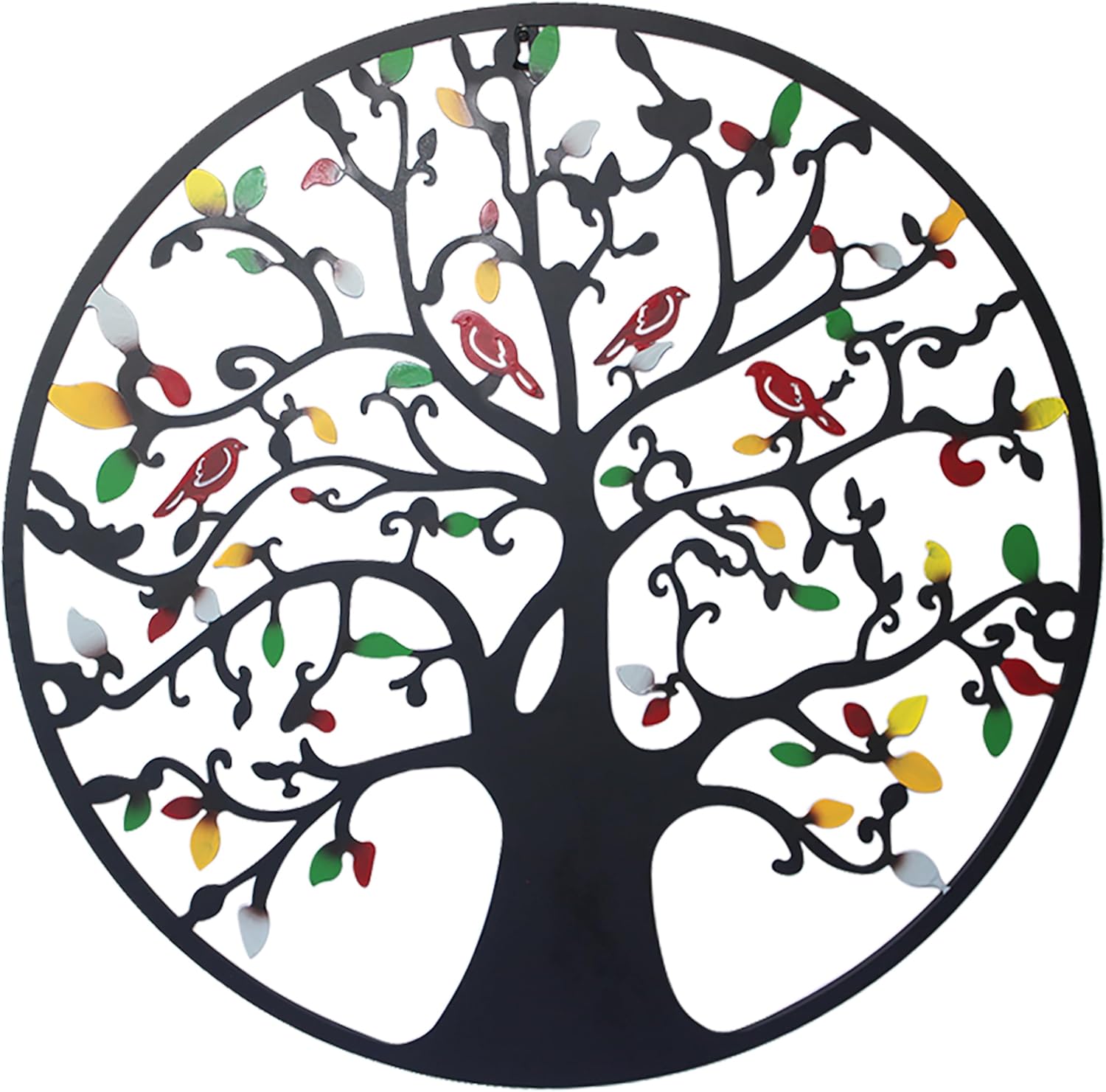 Plaques & Wall Art - Metal Tree of Life Wall Decor, Family Tree with birds on branch Wall Hanging Art Decoration for Balcony Patio Porch Bedroom Living Room Garden Office and Farmhouse (Black) (Color-2, 23IN)