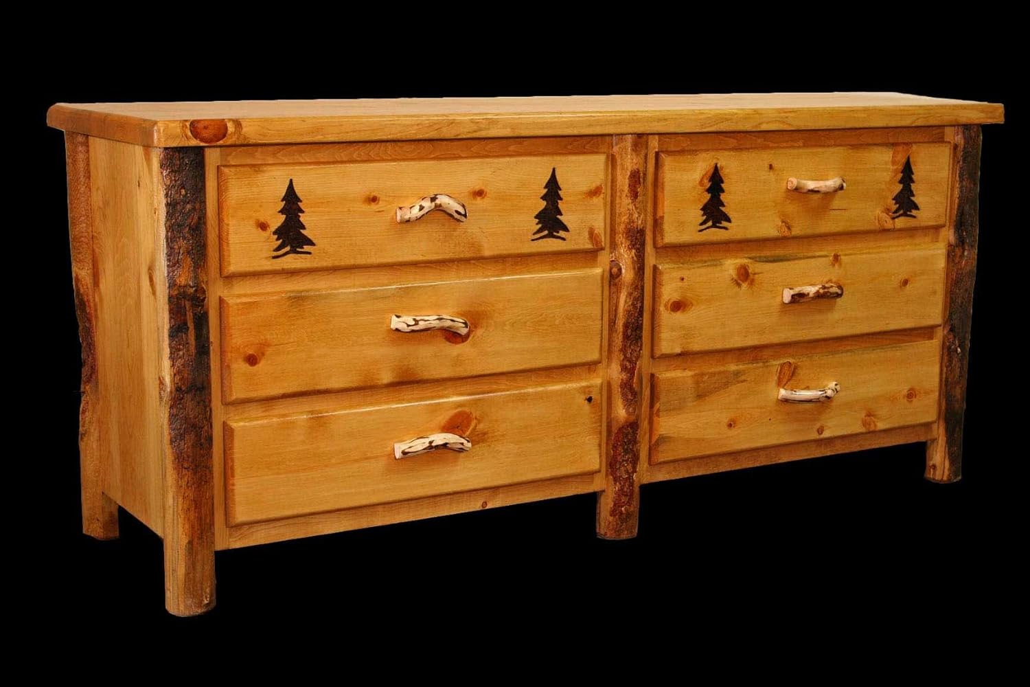Custom Rustic Country Western 6 Drawer Dresser Cabin Log