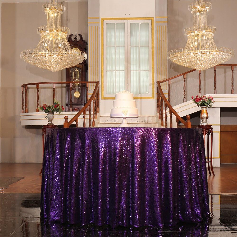 Best 108 inches round table cloth eggplant