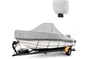 YimSting Center Console Boat Cover 17-19 ft, Upgraded 900D Heavy Duty Waterproof Boat Cover for Center Console Boat 17ft 18ft 19ft, Marine Grade Canvas, Gray