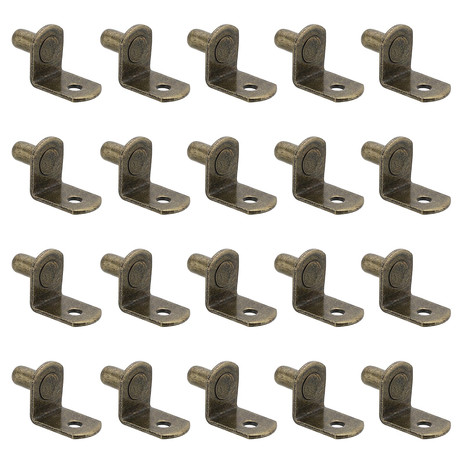 PATIKIL Shelf Pegs Pins 1/5 Inch, 20 Pack L-Shaped Shelf Pins Holders Cabinet Shelf Support Pegs for Shelves Bookcase Closet Furniture, Bronze Tone