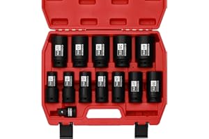 CASOMAN 3/4" Drive Deep Impact Socket Set, 13Piece Jumbo Socket Assortment, Metric(17mm to 41mm), 6-Point, Include 1/2" F to 