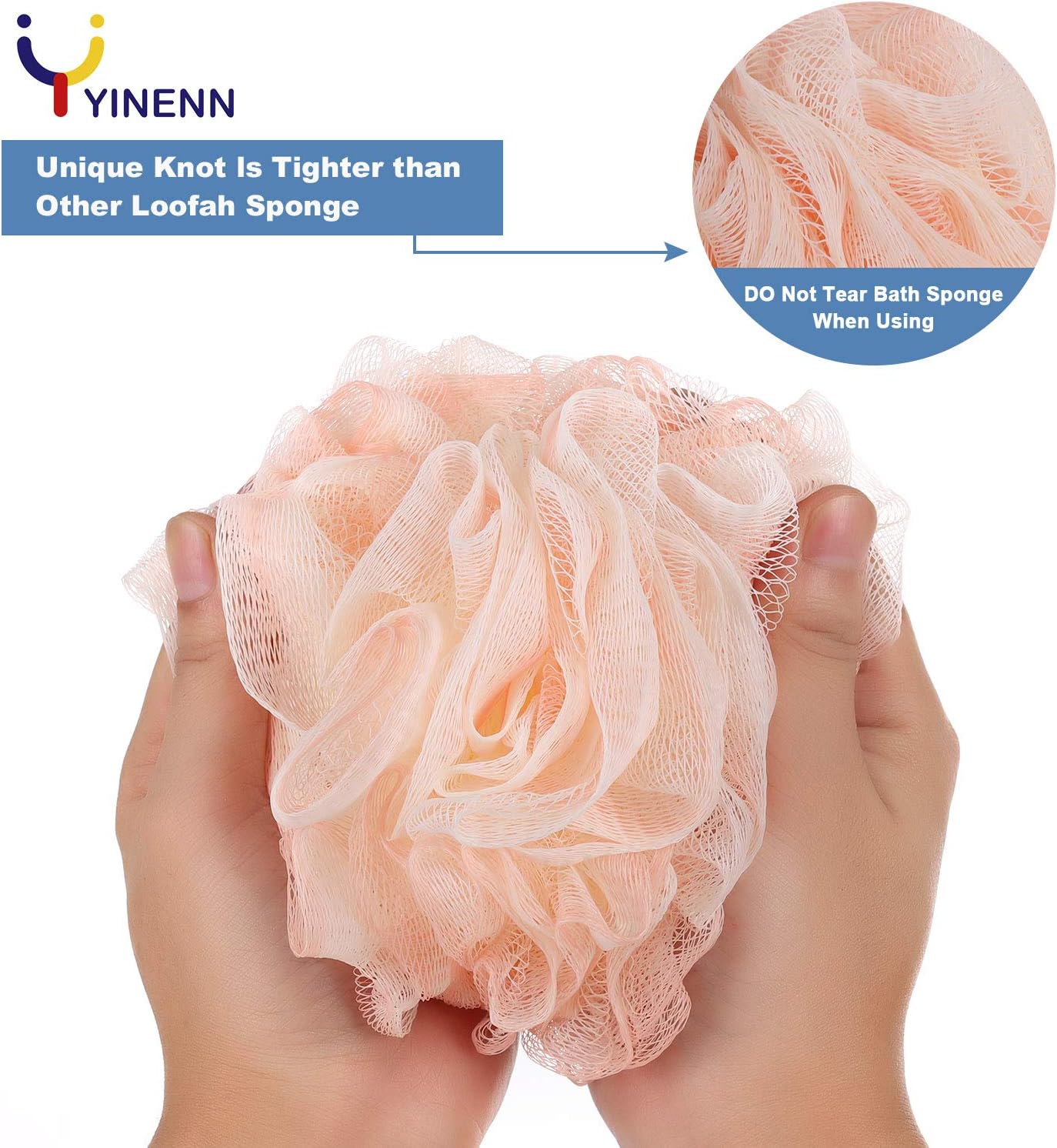 YINENN Bath Shower Sponge Loofahs XL (80g/pcs) Mesh Pouf Shower Ball, Nature Bamboo Charcoal Soft Body Scrubber Exfoliating for Silky Skin, Full Cleanse, Lather Pack of 3 Fresh Colors: Health & Personal Care