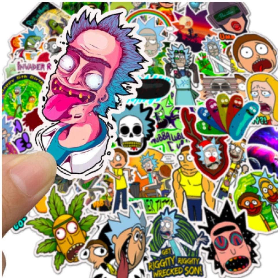 votgl 50 Pcs American Drama Rick and Morty Stickers Decal For Luggage Snowboard Car Fridge Car- Styling Laptop Stickers