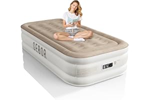Sebor Air Mattress Twin with Built-in Pump 18", Comfortable Self-Inflating Air Mattress with High-Speed Pump, Durable Blow Up Mattress Twin with Storage Bag for Guests, Camping, Travel