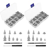 Abizarch 718pcs Punk Spikes and Studs Kit, 8 Sizes Cone Spikes Sizes Cone Spikes, Metal Tree Spikes Studs for Leathercraft, Punk Style Clothing Accessories DIY Craft Decoration