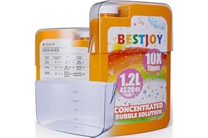 BestJoy Bubble Solution Concentrate Refill, 42 OZ Giant Bubble Liquid Mix with 500ml Measuring Cup, Kids Bubble Soap Non-Toxic for Bubble Machine Gun, Mower Maker, Colorful Bubbles for Wedding Party