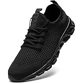 YOSFDC Men's Running Shoes Walking Slip On Comfortable Tennis Breathable Non Slip Athletic Gym Workout Cross Training Fashion Sneakers,Black,10