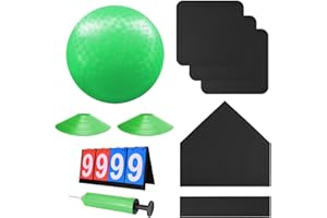 Fancemot Kickball Set with Bases and Ball - 8.5" Kickball, Rubber Throw Down Bases, Sports Traning Cones, 12" Pump and 14" Scoreboard - Perfect for Kids and Adults - Playground and Backyard Game