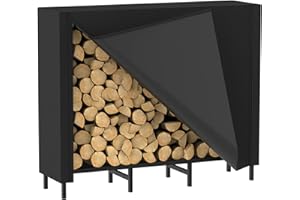 CADUKE 4ft Firewood Rack with Cover, Outdoor Firewood Log Rack for Fireplace, Indoor Firewood Storage, Heavy Duty Fire Wood Stand, Black