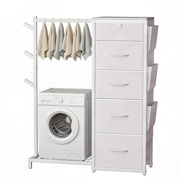 LUXSPIRE DRESSER WITH HANGING RACK, REVERSIBLE DRESSER FOR...