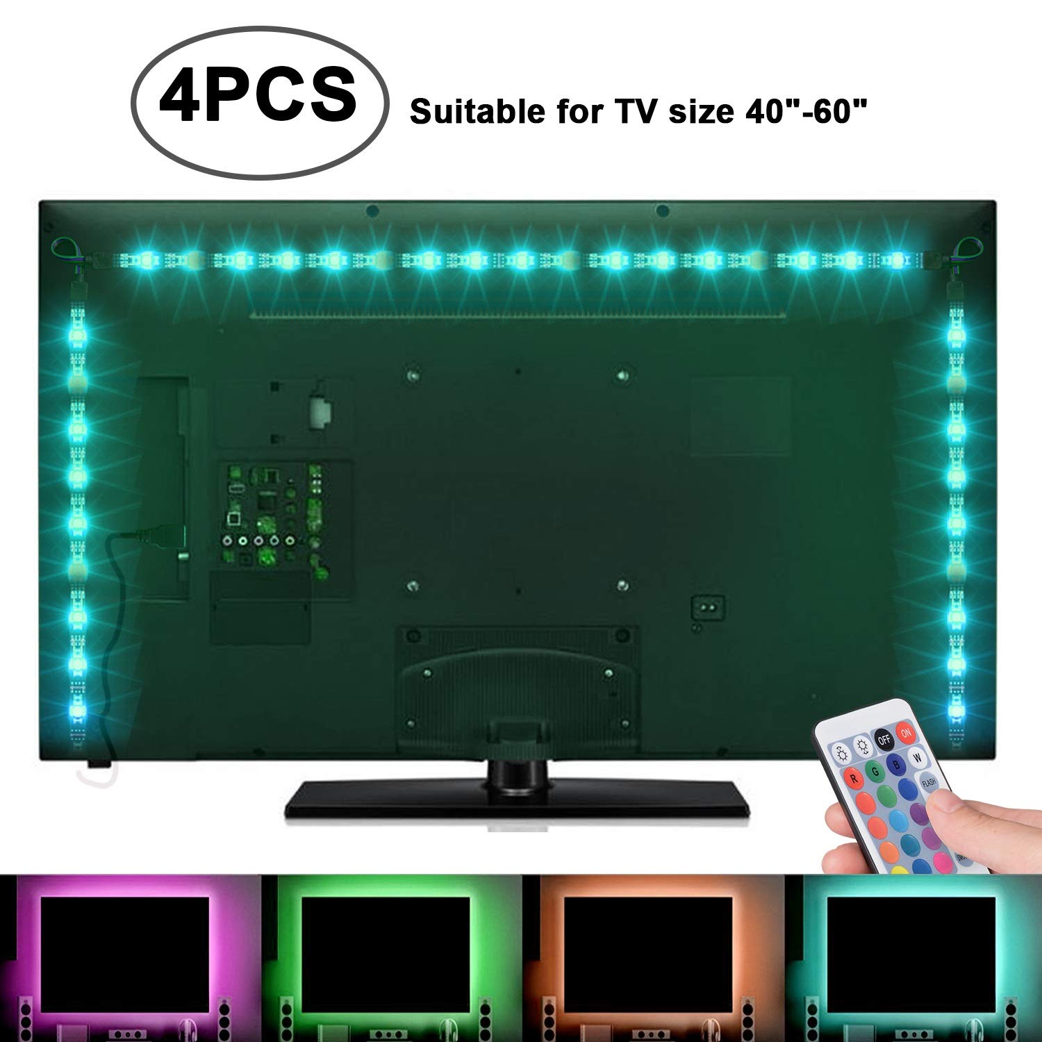 Sunnest TV Backlight Light Kit, 6.56FT/2M 5V USB LED Lights Strips (40