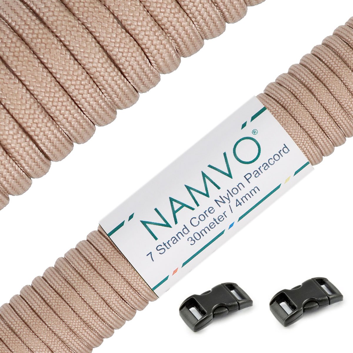 Namvo 550 Paracord Mil Spec Type III 7 strand parachute cord Total Length 100ft / 30 Meters, Beige