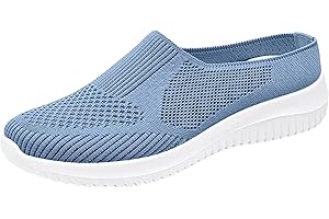 Walking Sneakers Women 2026, Women's Backless Walking Sneakers Slip-on Mule Shoes Closed Toe Slippers Womens Breathable Mesh 