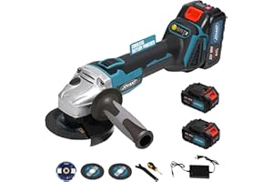 20V Cordless Angle Grinder, 4" and 4-1/2" Electric Angle Grinder Kit, 8500RPM Power Grinder Brushless Motor for Cutting/Sharpening/Removing Rust -JOVANT (2 Batteries)