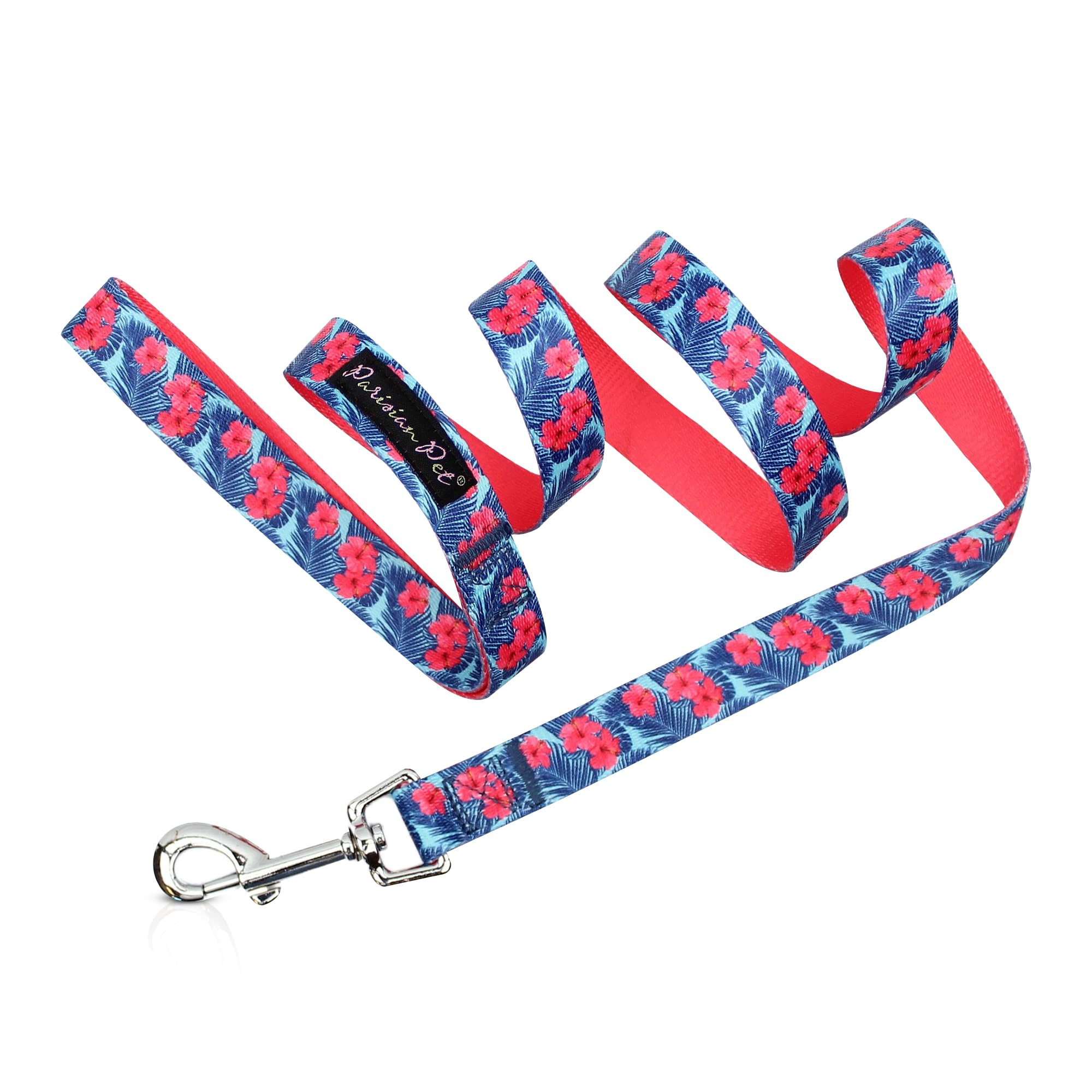 Parisian Pet Girly Dog Leash - 4ft Long, Hibiscus Pink Durable Nylon Dog Training Leash - Traction Rope for Small/Medium Dogs