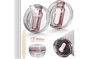 ANTAND 14 oz Flip Straw Lid Replacement for Stanley Cup Accessories, 2 Pack Leakproof Spill Proof Tumbler Lids Cover for 14oz Stanley Cups, Detachable No Spill Top Replacement(Rose Quartz,Rose Quartz)