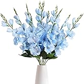 IPOPU 10PCS Gladiolus Artificial Flowers Baby Blue Artificial Flowers Gladiolus Flowers 30in Silk Flowers Long Stem Flowers for Home Wedding Garden Arrangement Decoration(Light Blue)