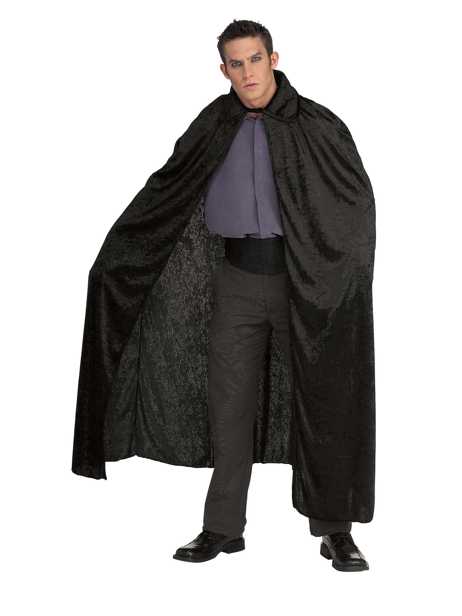 Rubies Official Adult's Halloween Long Crushed Velvet Cape Costume - Black, One Size Halloween