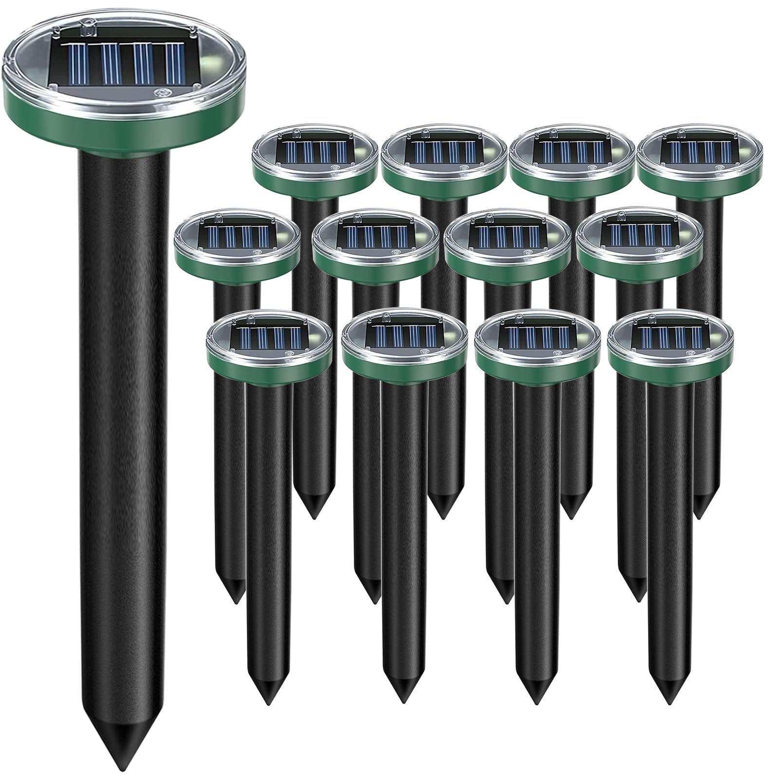 Photo 1 of 12PCS Mole Repellent Solar Powered & Snake Repellent for Yard, Ultrasonic Deterrent Groundhog, Gopher, Vole Sonic Mole Deterrent Spikes Outdoor for Lawn Garden & Yard