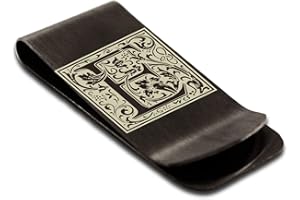 FlameReflection Stainless Steel Money Clip For Men Dad Boy Friend Father Floral Initial Letter Box Monogram Wallet Cash Card Holder