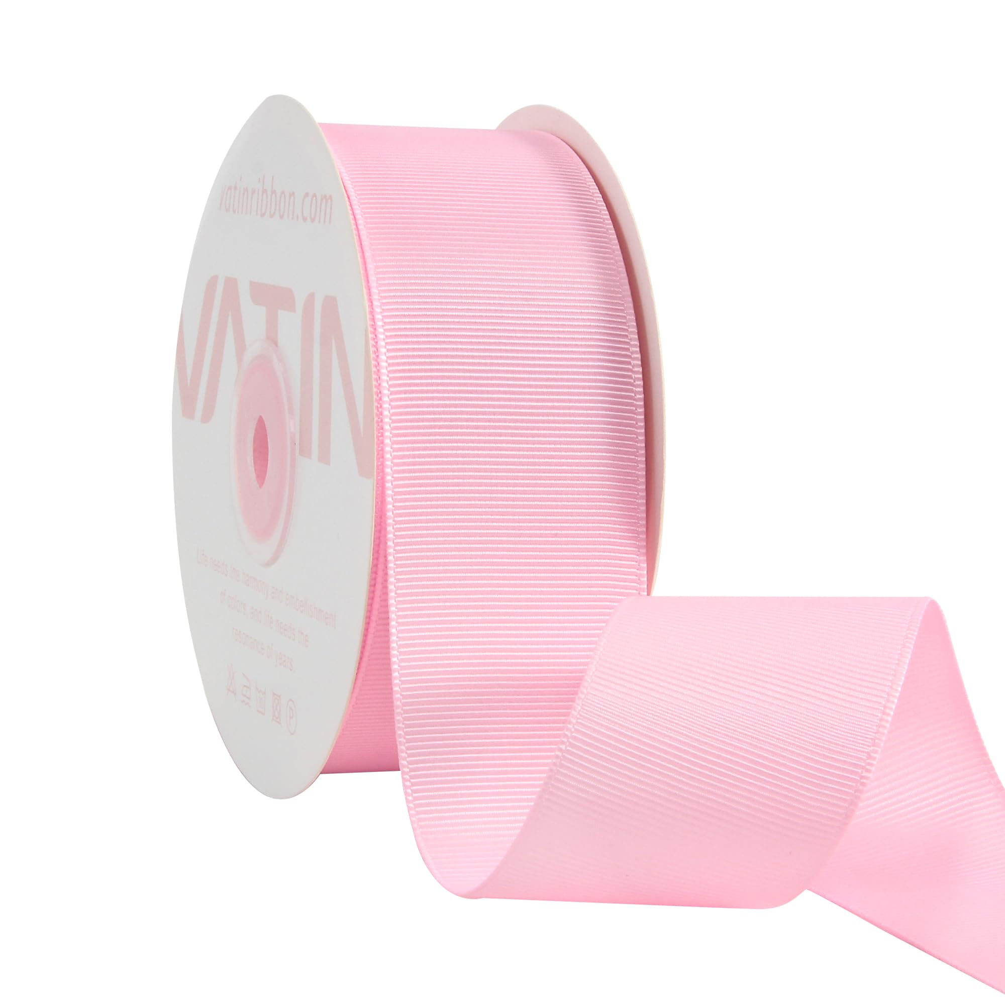 VATIN 38 mm Solid Light Pink Grosgrain Ribbon Spool -23 Metres, Great for Sewing, Gift Wrapping, Hair Bows, Flower Arranging, Home Decorating