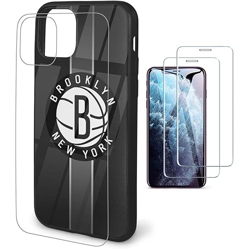 Phone Case for iPhone 11 Case with 2 Pcs Screen Protector-Tempered Glass Back Cover and Soft Frame [N B A] Team Cover Case 6.1'' Design for iPhone 11 Case - Nets
