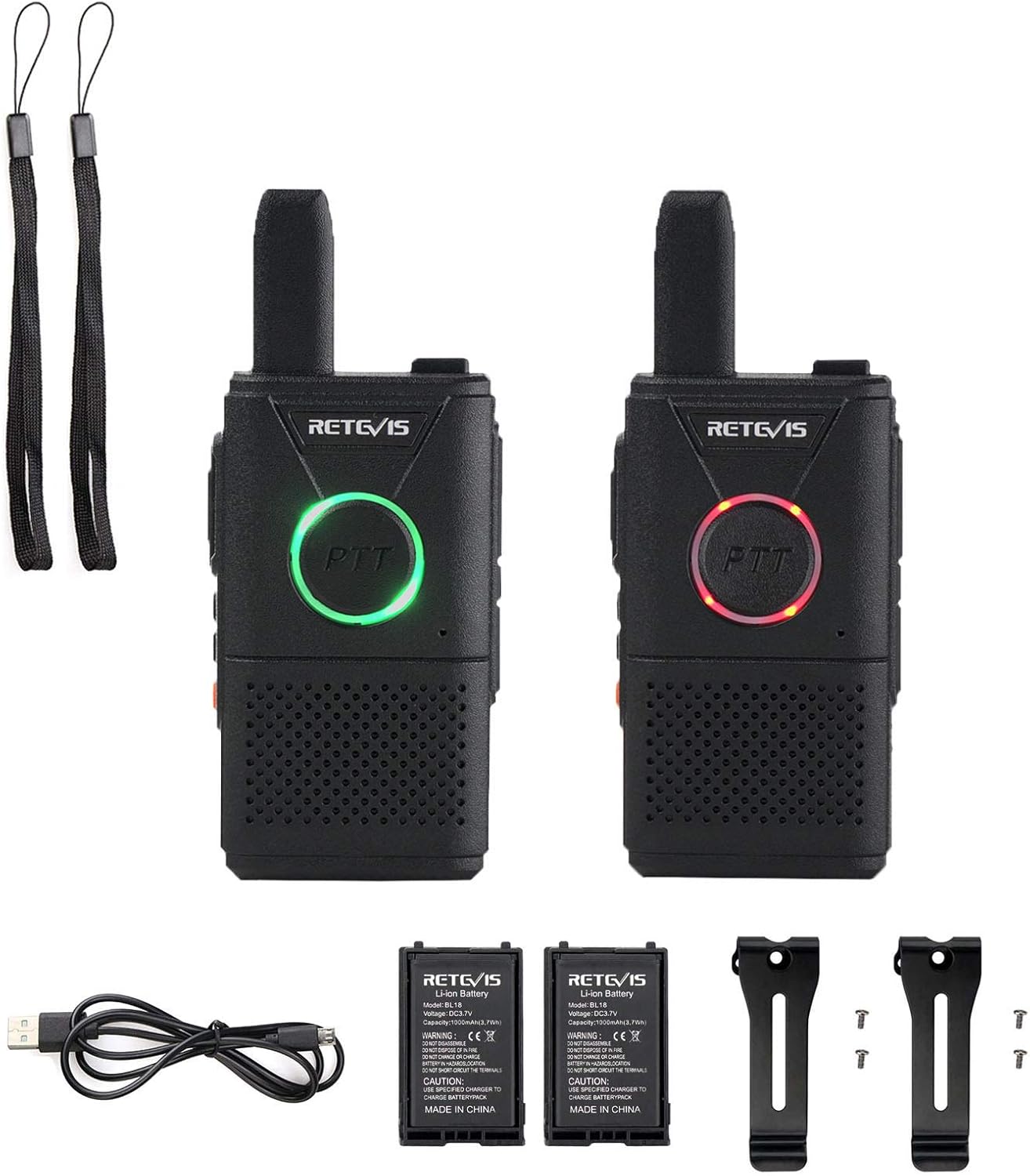 Retevis RT618 Walkie Talkie for Adults Dual PTT PMR446 License Free 2 Way Radio Long Range