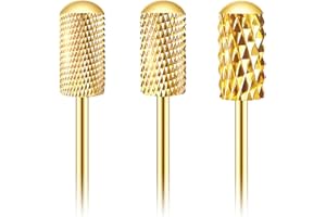 Nail Drill Bit Set, Corfulra 3pcs Safety Bits for Nail Drill, Tungsten Carbide Nail Drill Bits, Smooth Round Top Large Barrel Bits, Nail Supplies for Nail Tech to Remove Acrylic Nails (XF & M & XC)