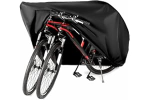AngLink Bike Cover for 2 Bikes - 210D Oxford Outdoor Waterproof Bicycle Covers with Lock Hole, All Weather Protection Bikes Storage Cover for Mountain Road Electric Beach Cruiser Hybrid