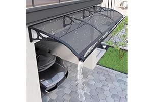 KIZYRQ Window Door Awnings Exterior, Awning for Door Entrance Aluminum Bracket Polycarbonate Board, Awnings Outdoor Front Door Patio for Sun Shutter UV Rain Protection Gray 60x60cm/24x24in