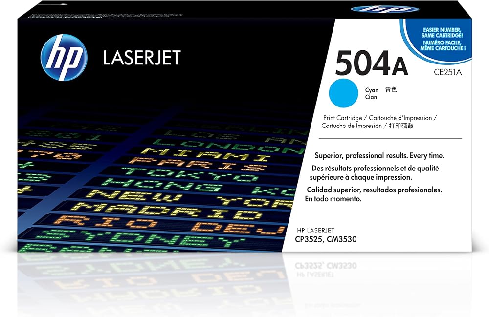 HP CE251A 504A Cyan Toner Cartridge Original LaserJet 7000 Page Yield