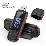 AGPTEK U3 USB Stick Mp3 Player, 8GB Music Player Supports Replaceable AAA Battery, Recording, FM Radio, Expandable Up to 128GB, Black