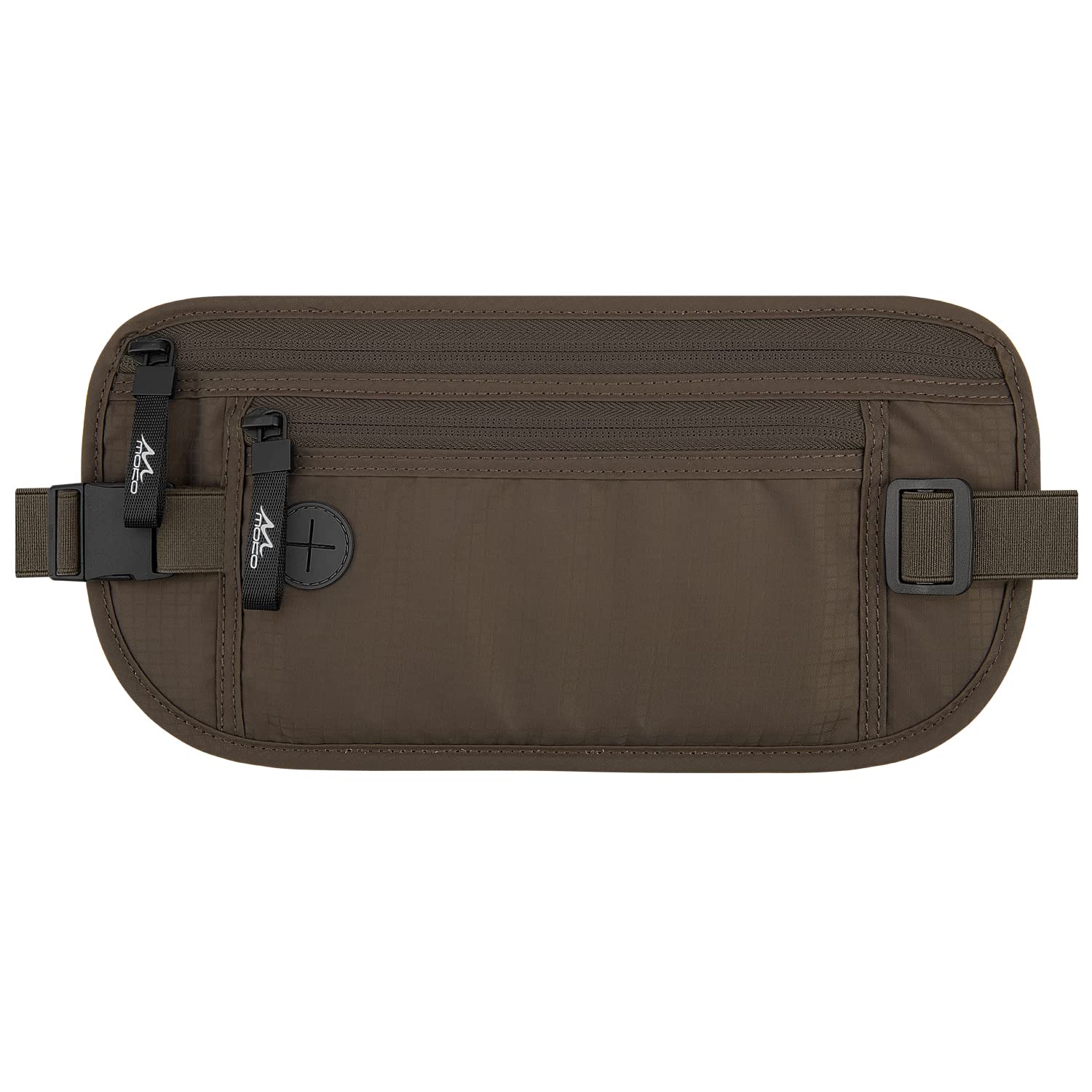 MoKo Secure Travel Money Belt, Undercover Hidden RFID Blocking Travel Wallet, Anti-Theft Passport Fanny Pack for Men & Women, Brown