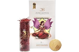DIVINE HEALING SAFFRON Divine Saffron gift box Award Winner Finest Pure Premium All Red Saffron Threads, Grade A+ Royal Super Negin Non-GMO Verified. For Tea, Paella, Rice, Desserts, Golden Milk and Risotto (5 Grams)