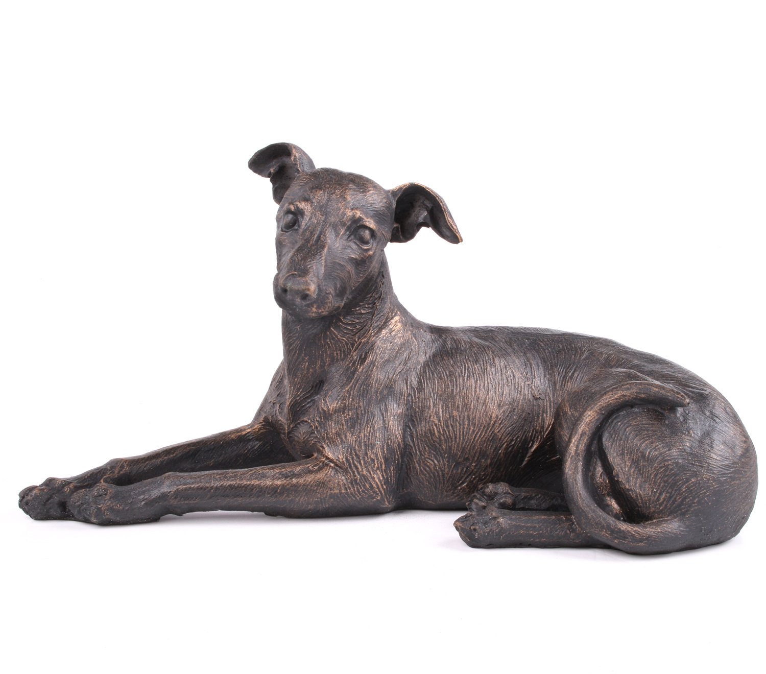Greyhound Dog Painted Bronze Resin Sculpture
