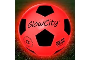 GlowCity Glow in The Dark Soccer Ball - Sizes 3, 4, 5 for Kids, Teens & Adults - Light Up Soccer Ball with 2 LED Lights - Sports Birthday Gifts Ideas for Boys & Teenagers Ages 6 7 8 9 10 11 12 13 14