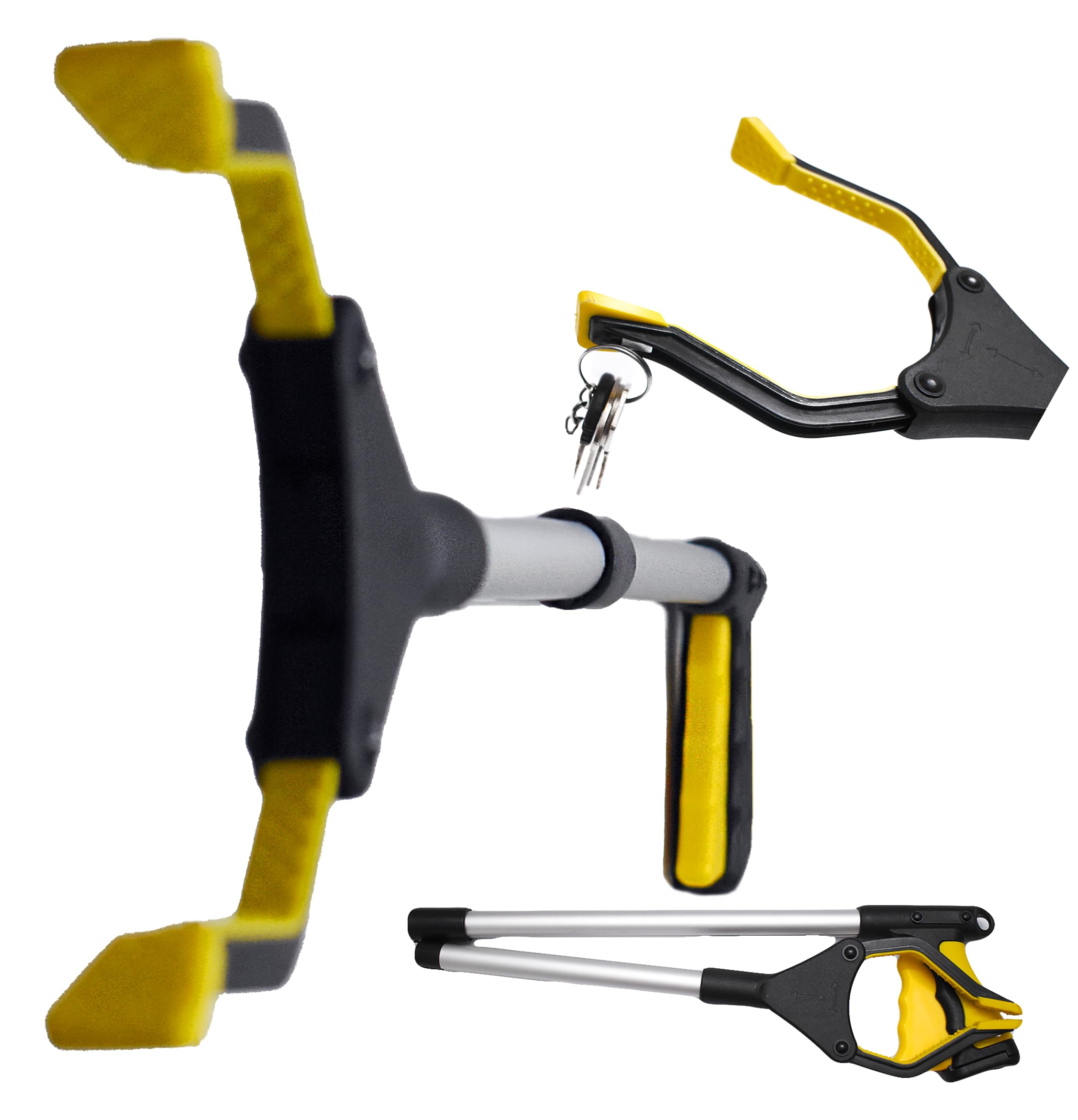 Five Star Litter Pickers Reacher Grabber Stick 32 Inch Litter Picker for Adult with Magnetic Jaw Grabbers for Disabled Foldable Helping Hand Grabber Rotatable Pick up Stick Grabber (Yellow)