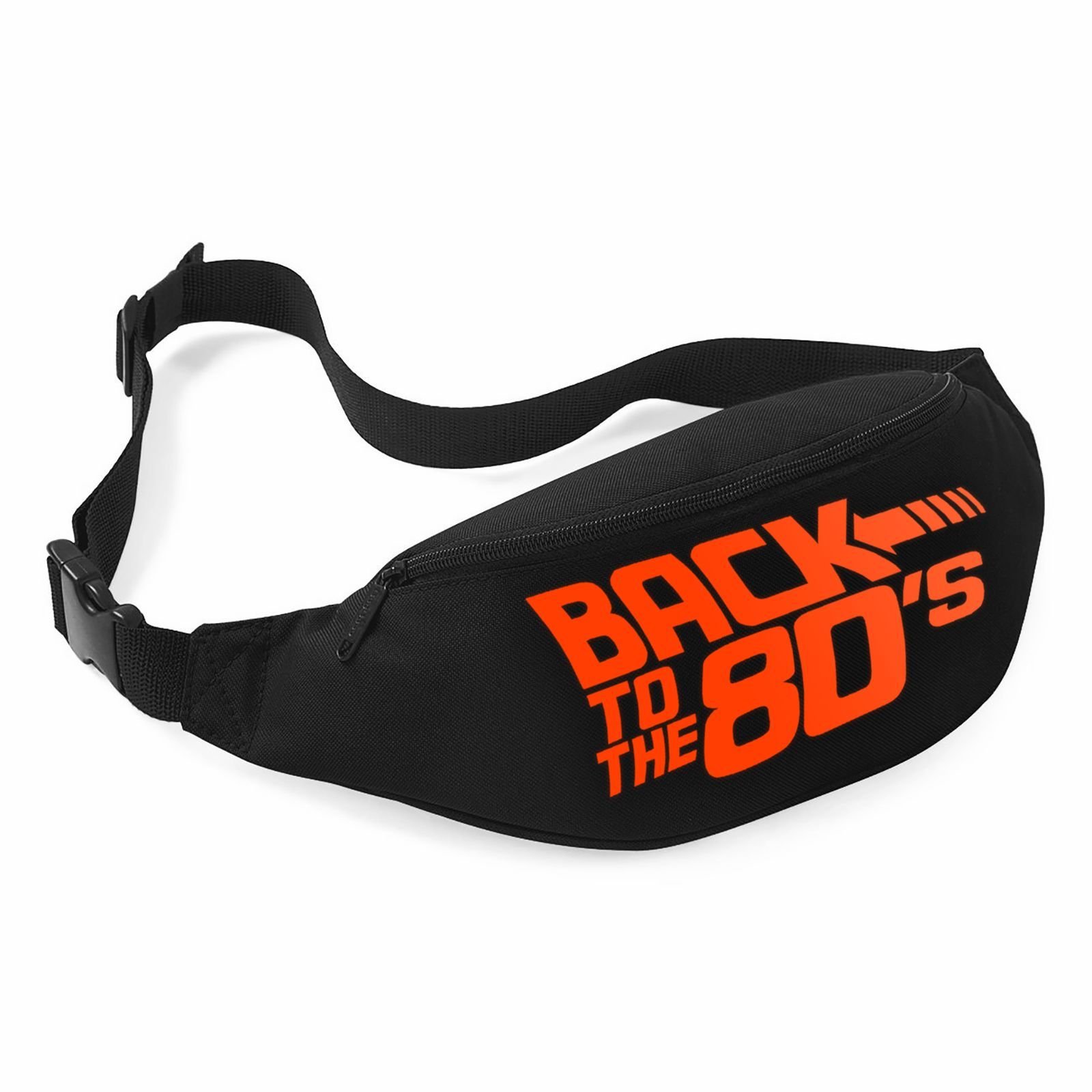 Back to The 80's Bum Bag (Black - Orange Print)
