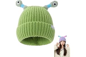 KAMATION Cute and Funny Knitted Hat, Cartoon Retractable Tentacles Parent-Child Hat Winter Glowing Little Monster Wool Hat