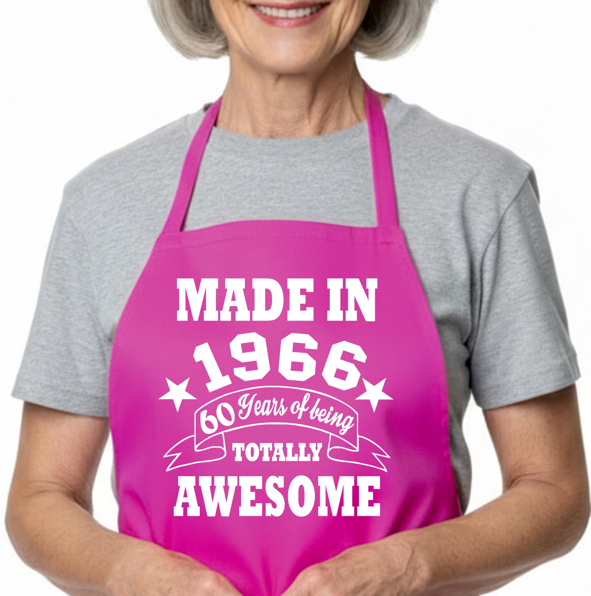 Print4U 60th Birthday Made In 1966 BBQ Cooking Funny Novelty Apron Pink
