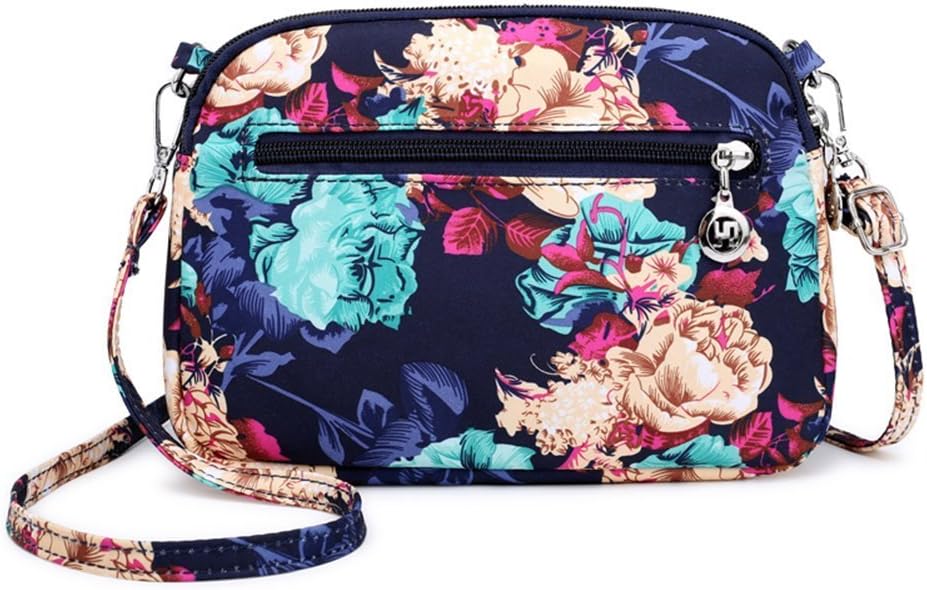 Collsants Small Crossbody Purse Mini Nylon Travel Shoulder Bag Multi Zipper Pockets