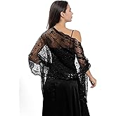 changyexi Sequin Lace Shawl Wrap, Evening Formal Sheer Shawls for Women Dressy Cover Up, Wraps and Shawls