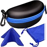 MyEyeglassCase Sports Sunglasses Case and Slim wallet Semi hard large glasses case w/belt clip soft pouch & cloth