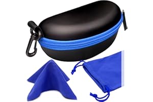 MyEyeglassCase Sports Sunglasses Case and Slim wallet Semi hard large glasses case w/belt clip soft pouch & cloth