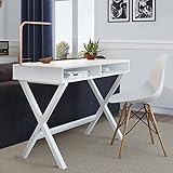 Nathan James 51002 Kalos Home Office Makeup Vanity Table, Computer Desk, White (Wood)